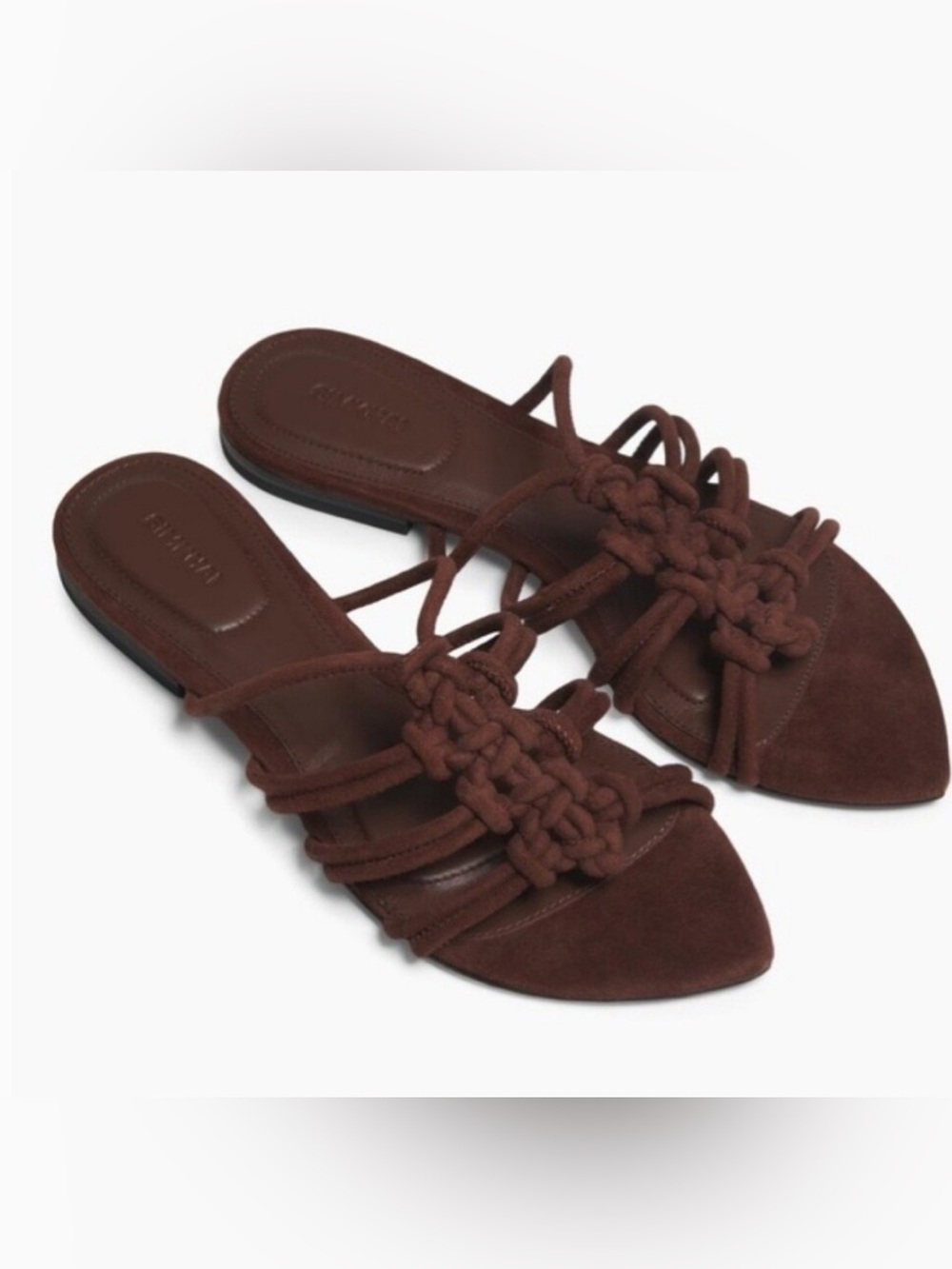 SIMKHAI Brown Suede Knotted Strappy Slip-On Flat Sandals Women’s EU 37